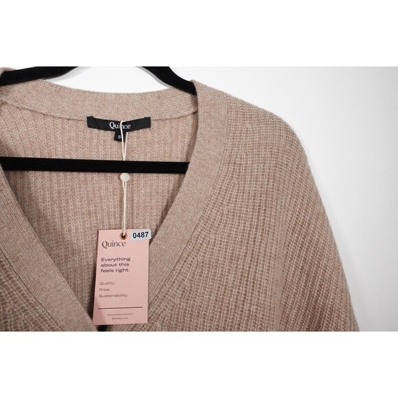 New Quince Oatmeal Beige Mongolian Cashmere Oversized Boyfriend Cardigan S 0487 - Picture 8 of 10